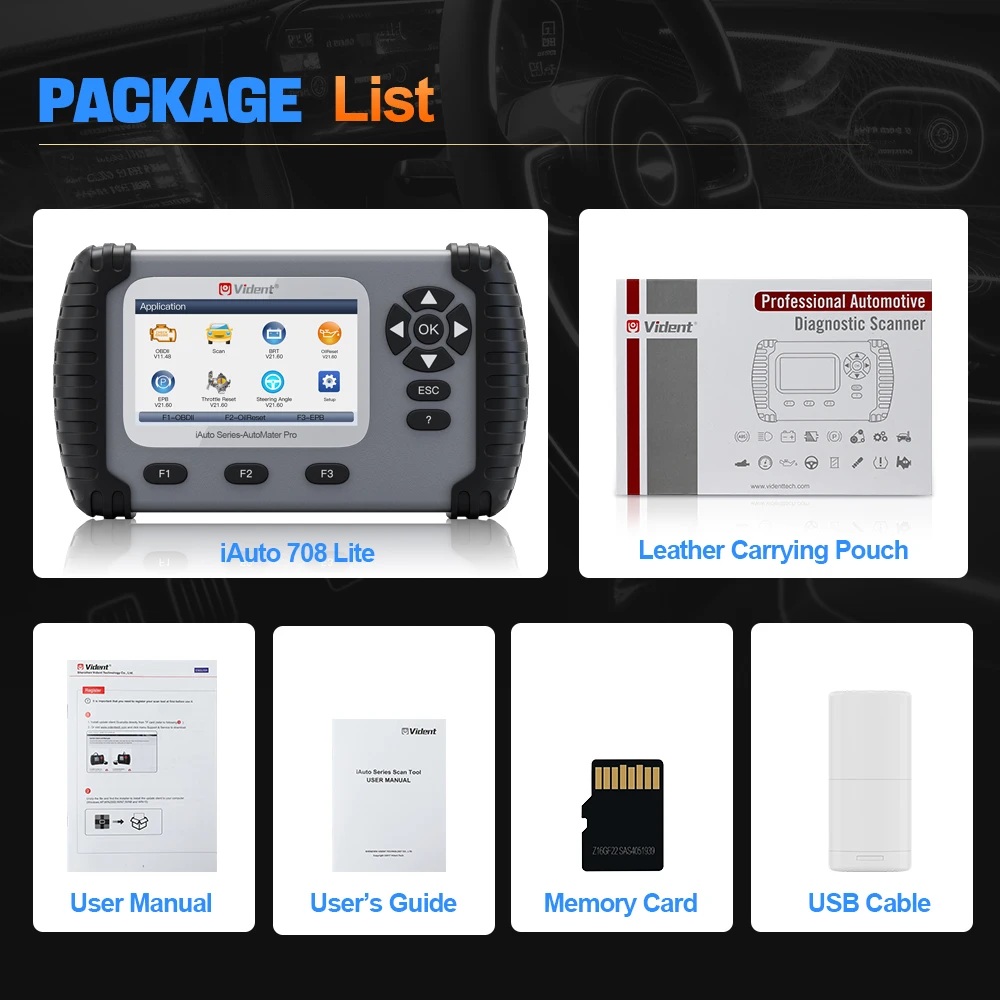 VIDENT IAuto708 Lite Four System Car Scan Tool ( Engine,Transmission,ABS,SRS) Special Functions Oil Light Service