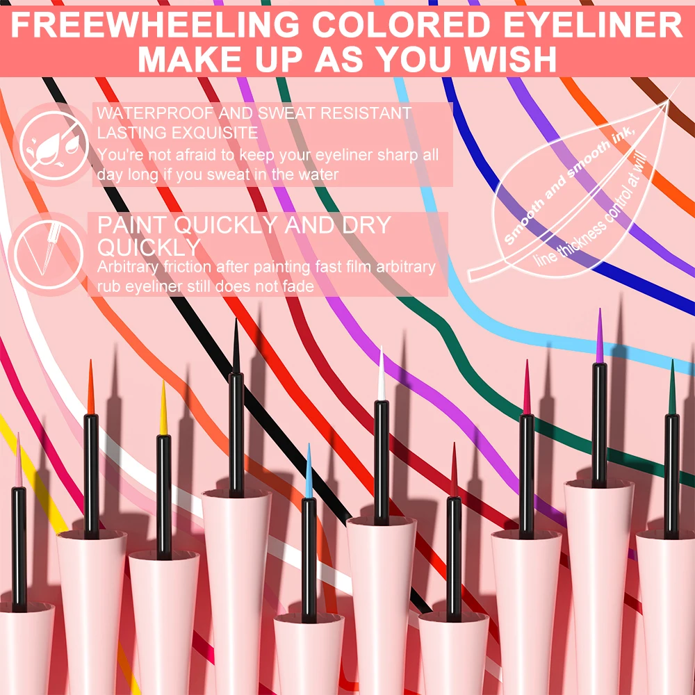 DUNUF 6 pezzi set di eyeliner colorato liquido impermeabile a lunga durata eyeliner ad asciugatura rapida occhi blu bianchi rossi kit di cosmetici di bellezza