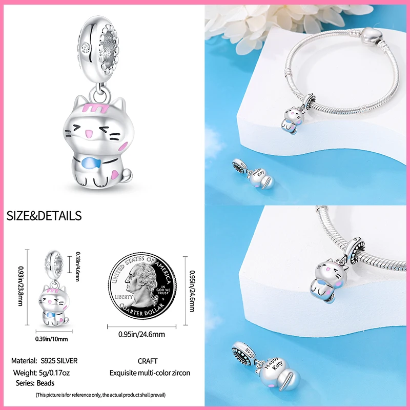 Neue 925 Sterling Silber rosa süße Katze Pfote Charms Perlen passen Qikaola 925 Original Armbänder exquisite DIY Geburtstag Schmuck Geschenke