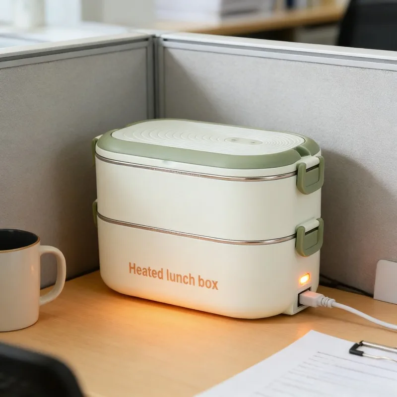 

304 Stainless Steel Electric Lunch Box Plug In Food Warmer Insulated Bento Container for Office Student Meal