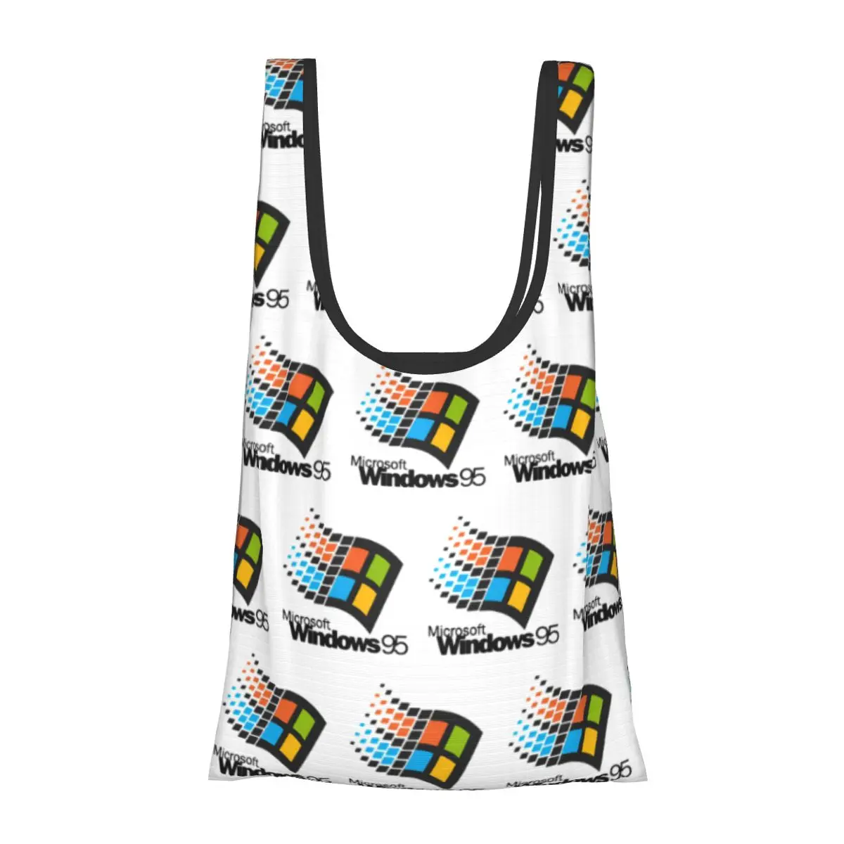 حقائب تسوق صغيرة محمولة تعمل بنظام Windows 95، حقيبة تسوق قابلة للطي، حقيبة يد للبقالة، حقيبة كتف