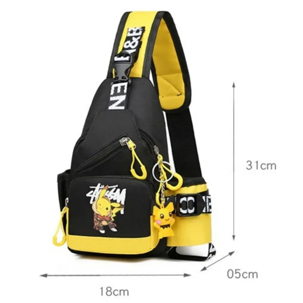 Bolso de hombro de Pokémon para hombres y mujeres, bolso de pecho de lona para jóvenes, Pikachu deportivo, bols