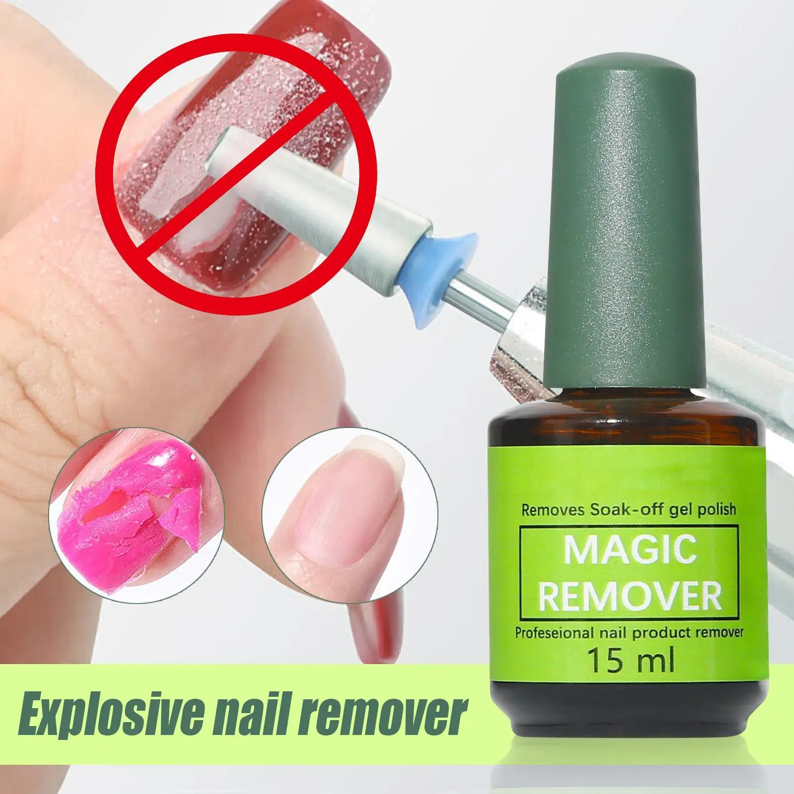 Gel-Nagellackentferner, Nagellack zum Einweichen, 3 Minuten entfernen schnell und leicht Gel-Nagellack, 15 ml, schnell wirkendes Maniküre-Werkzeug