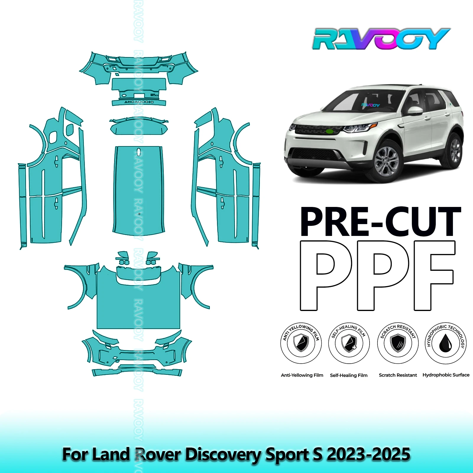 

Для Land Rover Discovery Sport S 2023-2025 8,5Mil предварительно вырезанная защитная пленка для краски PPF автомобиля