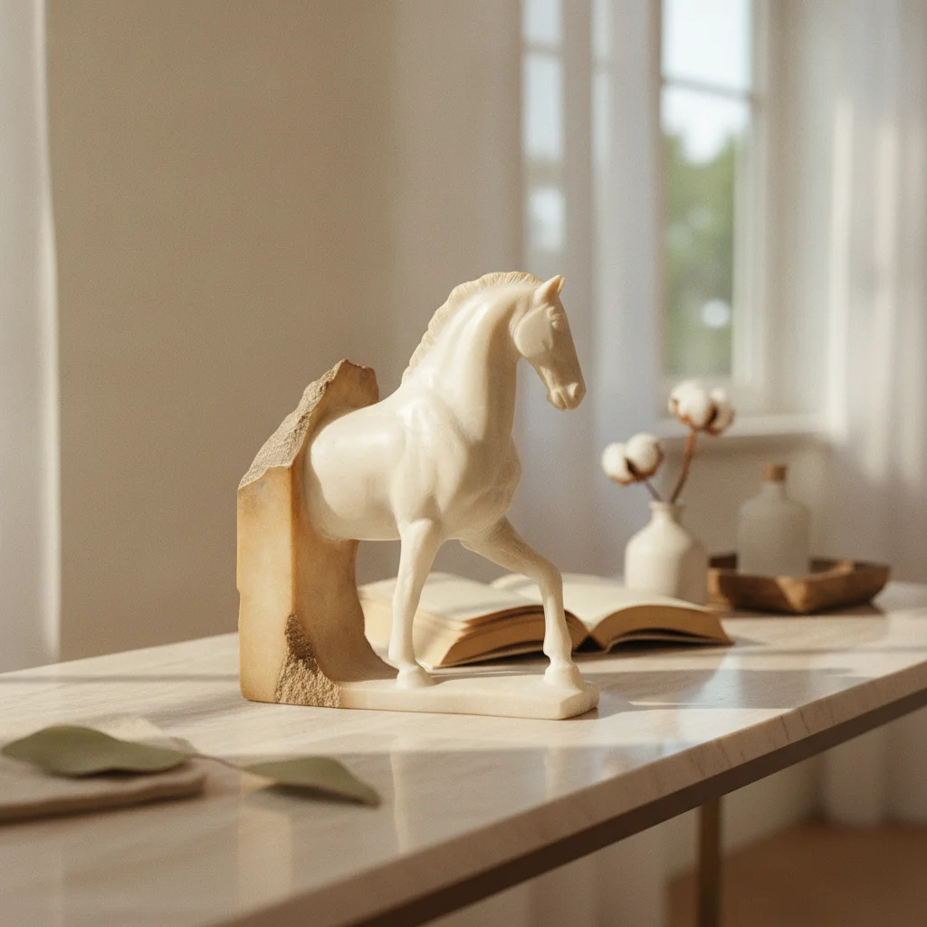 Horse Sculpture with Acrylic Base Textured Horse Sculpture Figurine Equestrian Tabletop Ornament Noble for Interior Designers