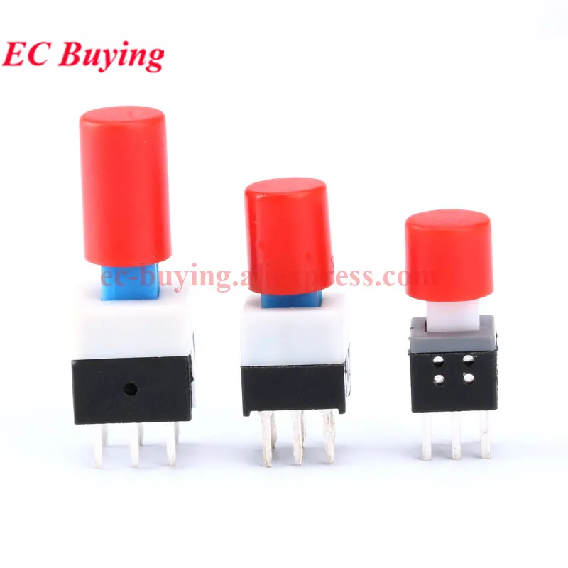 10-100Pcs 5.8x5.8 7x7 8x8 8.5x8.5mm Self Locking UNlock No-lock Push Tactile Power Micro Switch 6 Pin Button Switches 7X7mm Cap