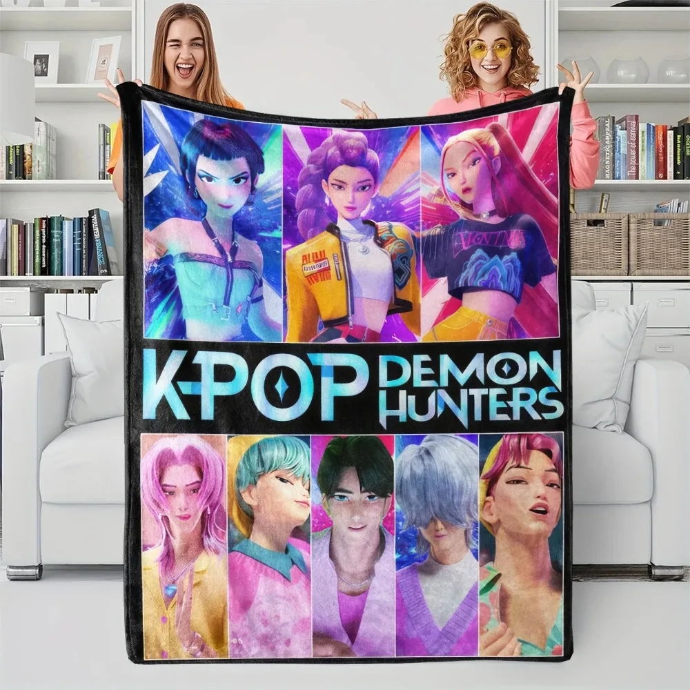 

K-Pop Demon Hunters Blanket Girls Boys Plush Throw Blanket Novelty Warm Blanket All Season Gift for Bed Sofa Office Camping Trip