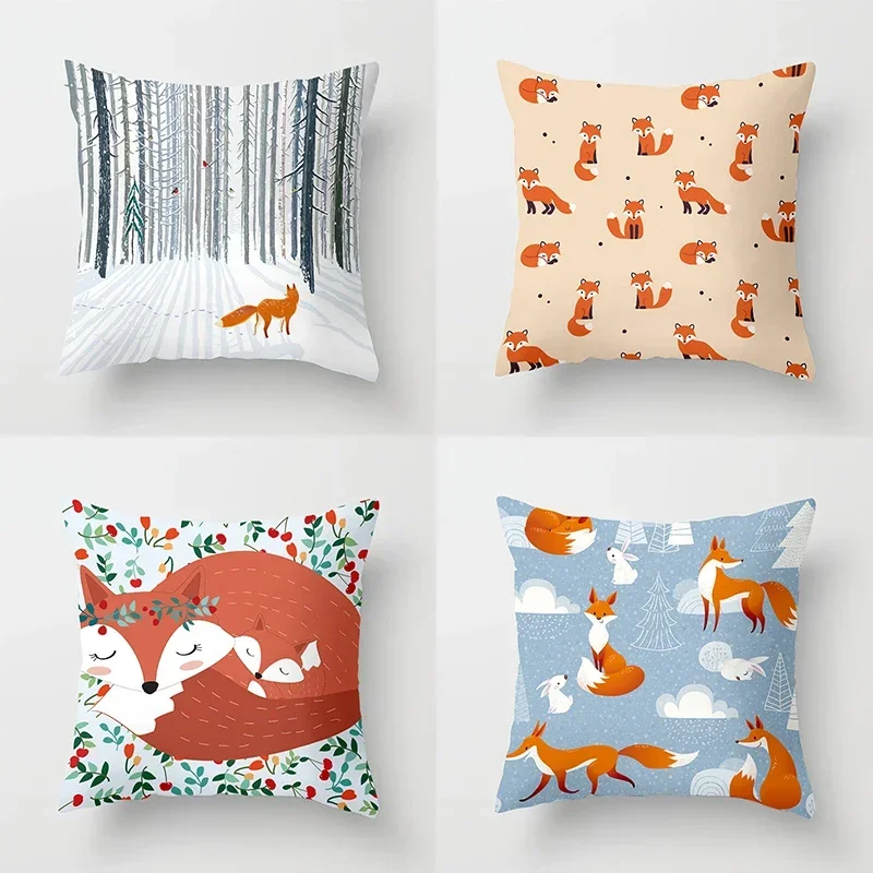 Cartoon Fox Series animal car pillowcase living room sofa cushion cover Pillowcase Bedroom home exquisite decoration