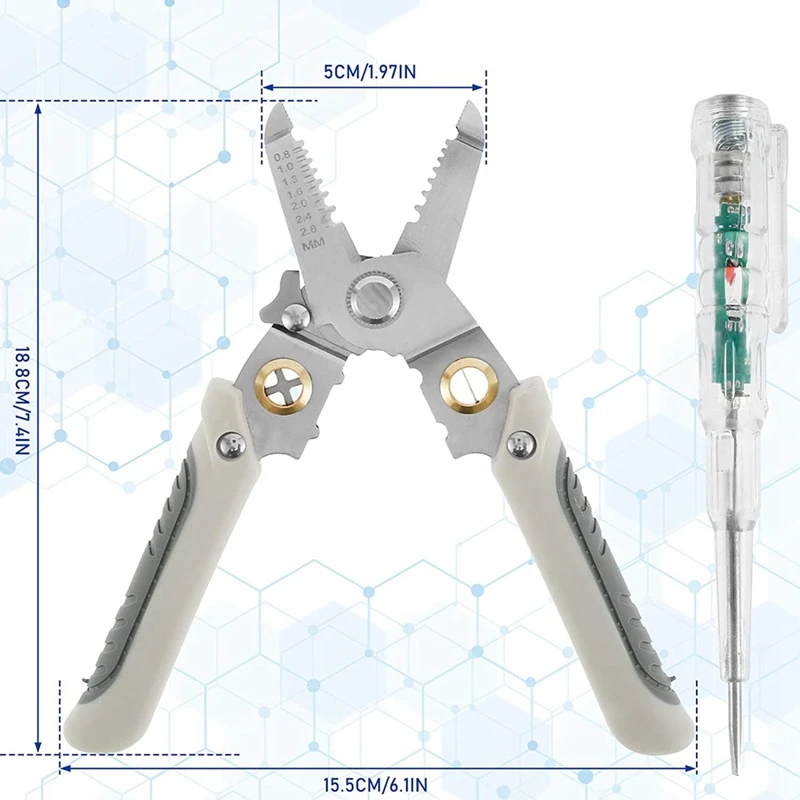Многофункциональный инструмент для зачистки проводов, щипцы для зачистки проводов 6-в-1, плоскогубцы для разделения проводов с электрическим тестером, ручка, отвертка, акция