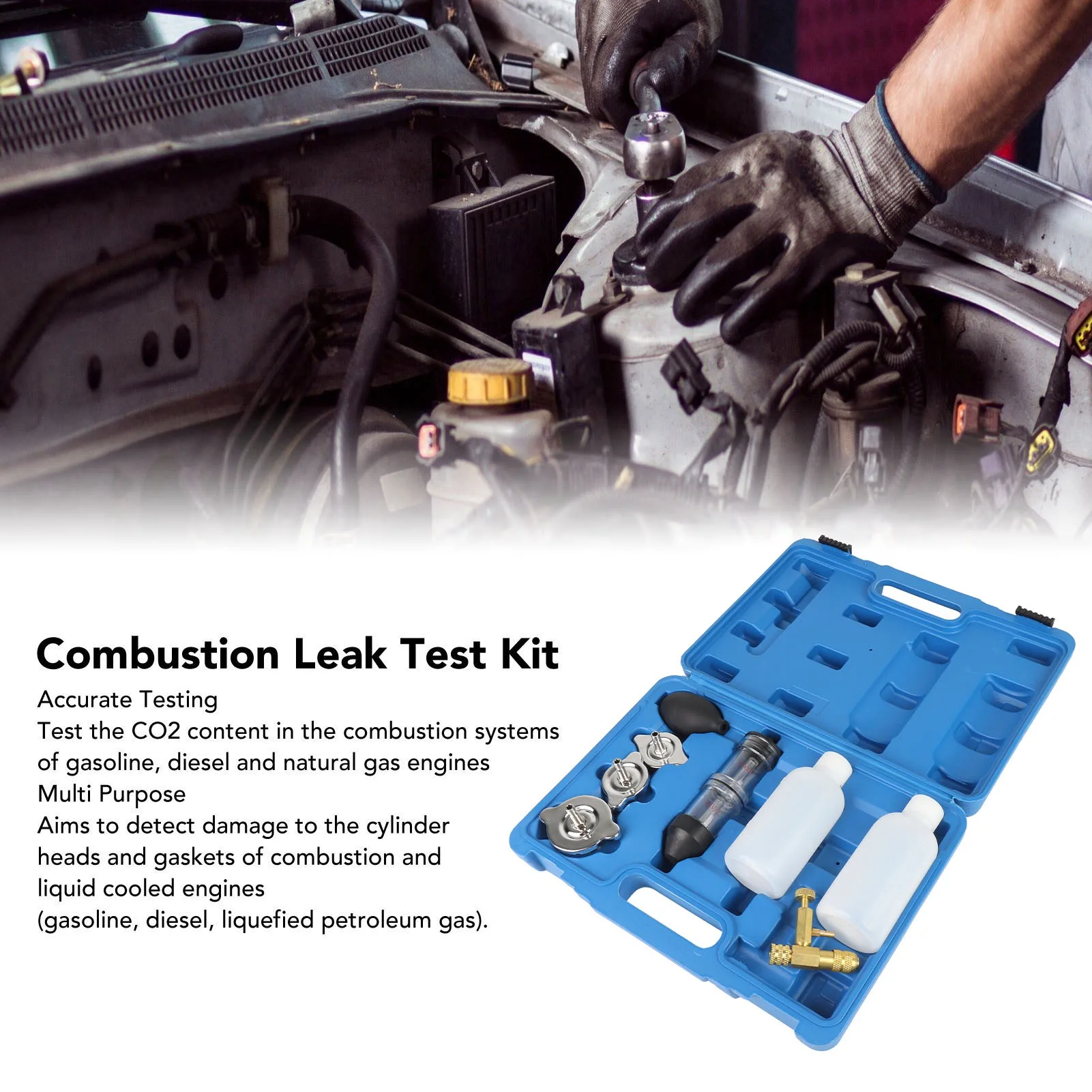 Combustion Leak Tester Kit CO2 Leak Detector for Cars Trucks Road Tractors Excavators Combustion Leak Test Kit