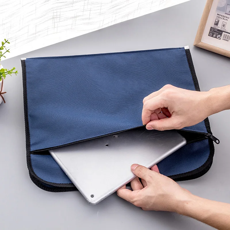 Grote Capaciteit Met Rits Draagbare Aktetas B4 Canvas Business Handtas Document Houder Double Layer Aktetas Kantoorbenodigdheden