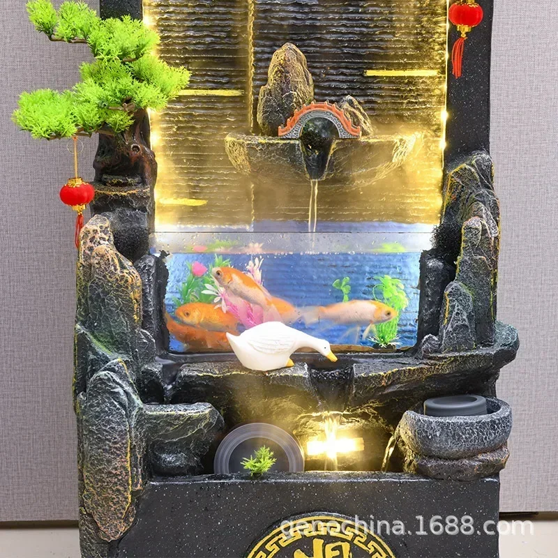 Flowing water makes money ornament feng shui wheel living room fish tank office water feature decoration rockery alpine cycle -3