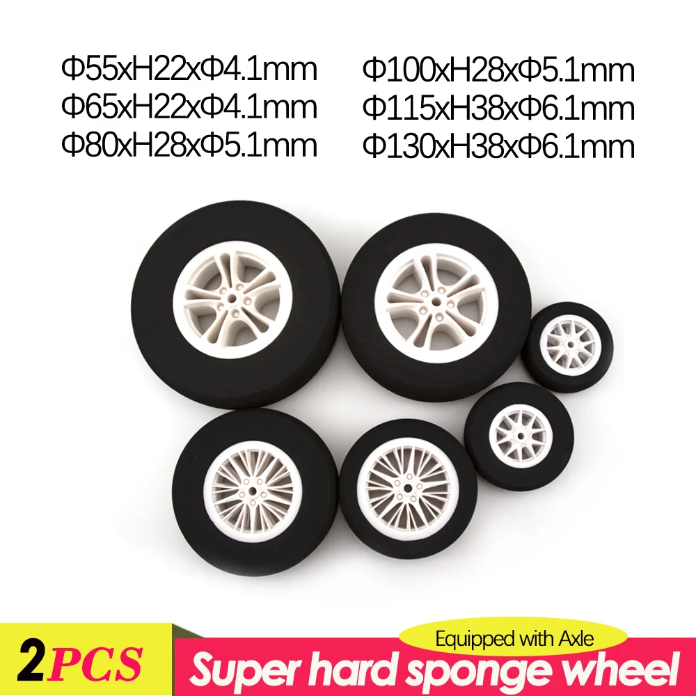 1 para plastikowych opon z gąbką 55 mm 65 mm 80 mm 100 mm 115 mm 130 mm z osią do modelu samolotu RC