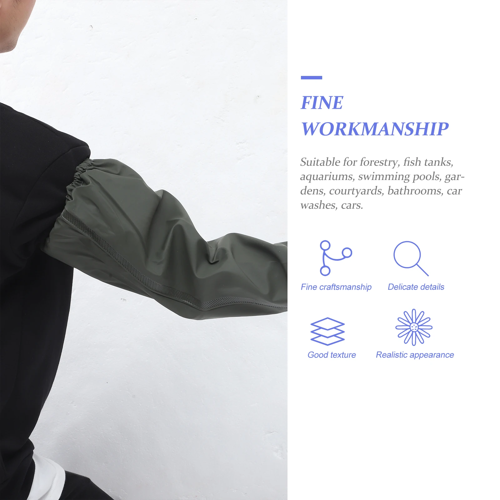 

1 Pair Long Waterproof Gloves Fishing Gardening Forestry Pool Car Wash Reusable Elastic Cuff Professional Fish Gloves Men Daily