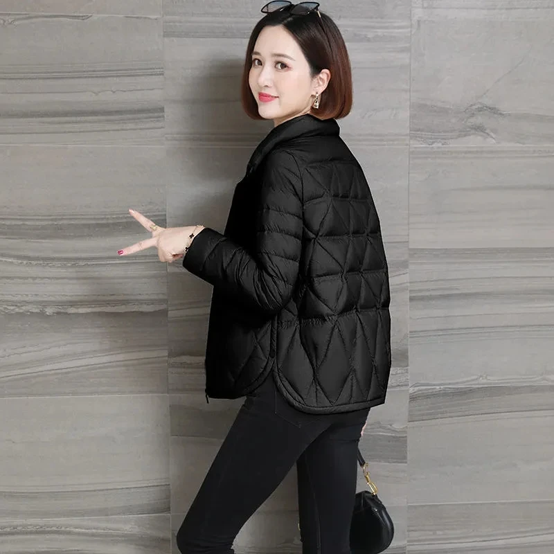 Down Cotton Jacket Womens 2024 Spring Autumn New Korean Fashion Light Slim Padded Coat Female Large Size Short Parkas