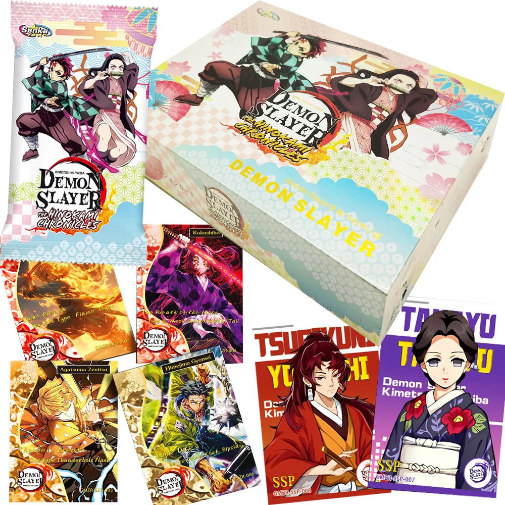 

Anime Demon Slayer Collection Cards Agatsuma Zenitsu Uzui Tengen SSP Creative Fun Fashion Magazine Cover Cards Table Toys Gifts