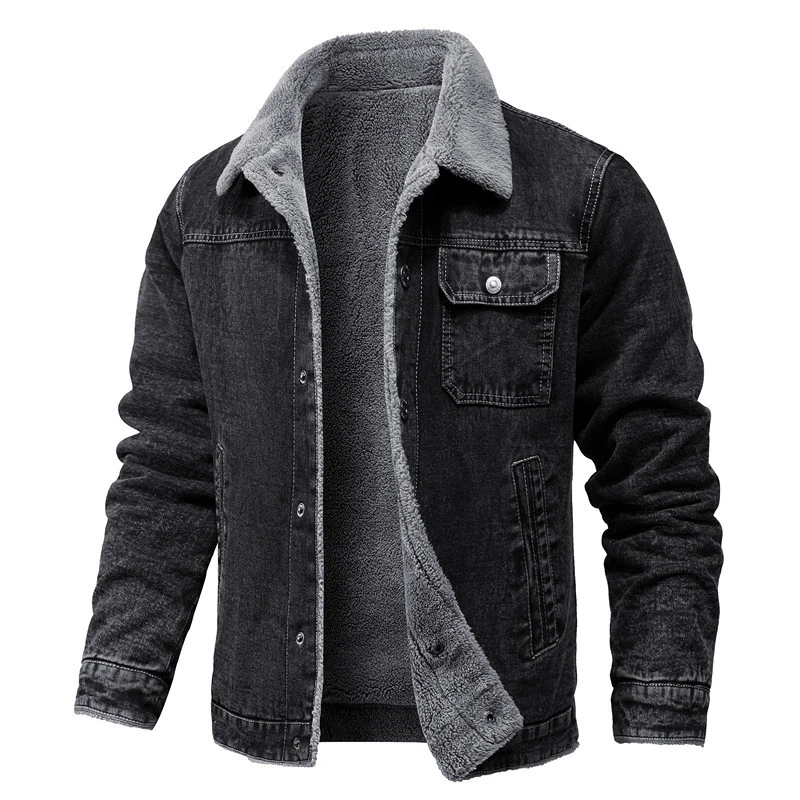 DIMUSI Winter Men\'s Denim Jackets Man Casual Fleece Warm Windbreaker Jacket Fashion Mens Retro Military Jean Coats Clothing