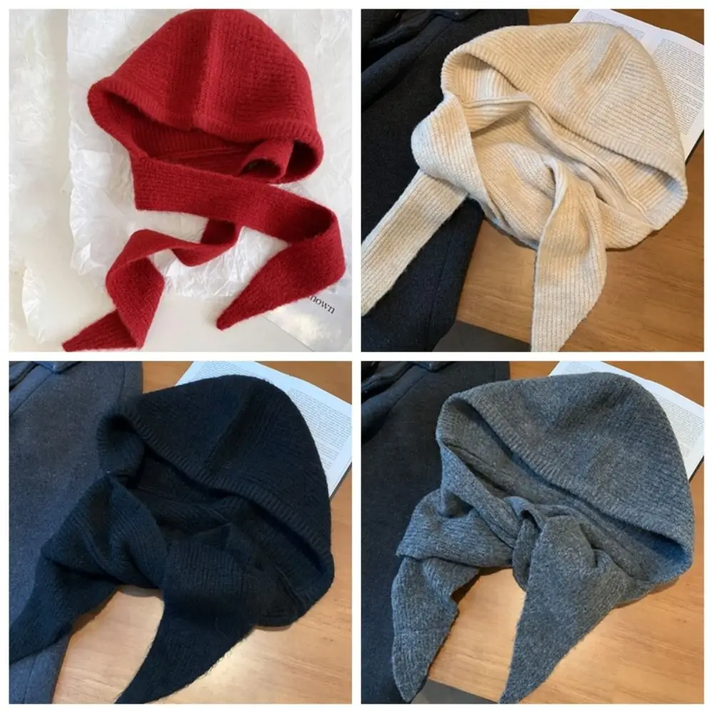 Теплая шапка-пуловер, шапка-балаклава, красный шарф, шапка для защиты ушей, простая зимняя шапка-бини, теплая шапка