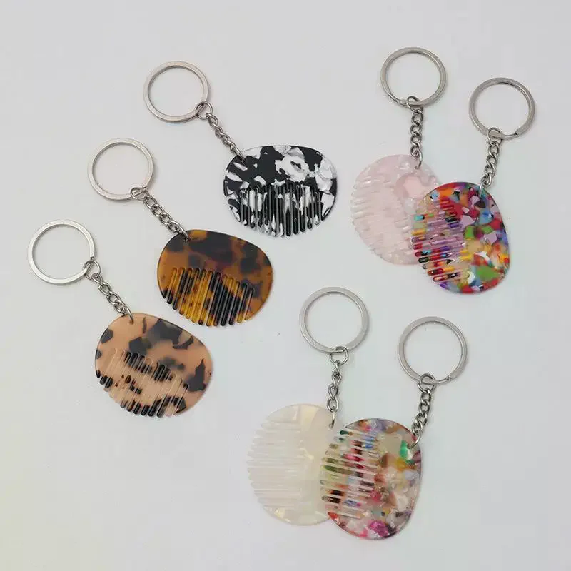 Cute Fashion Creativity Comb Acetate Keychain Anti Static Portable Comb Keychain Creative Backpack Decoration Accessories Gifts