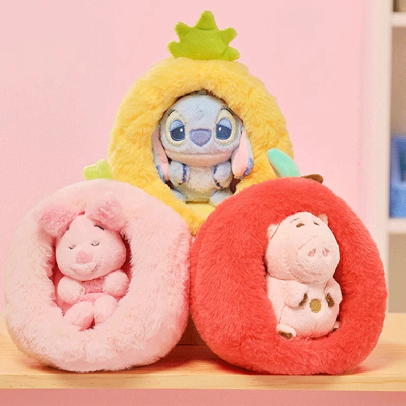 MINISO Disney Fruit Market Series Sofa Nest Ornaments Stitch School Bag Decoration Pendant Children's Plush Toy Birthday Gift