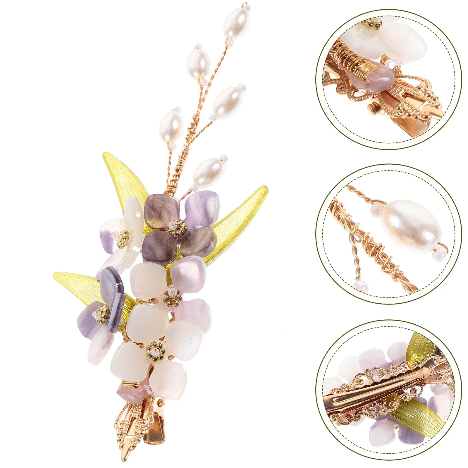 

Classical Flower Clip Chinese Style Resin Metal Accessory For Women Hanfu Wedding Barrettes Thick Hair Aesthetic Hair