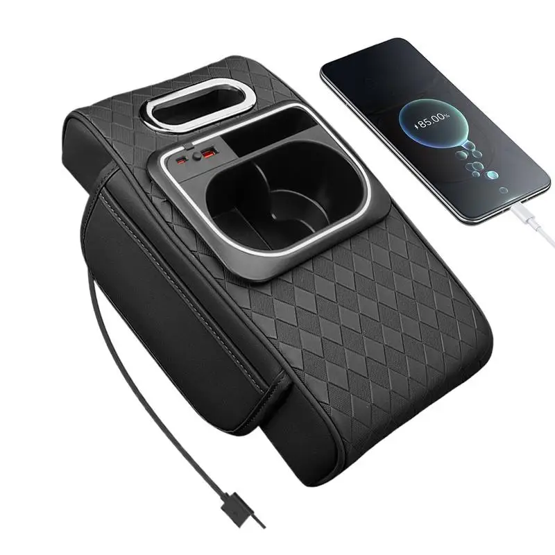 

Armrest Storage Box For Your Car Arm Rest Lighted Organizer Multi-function Cup & Tissue Holder For Front Seat Organization Road