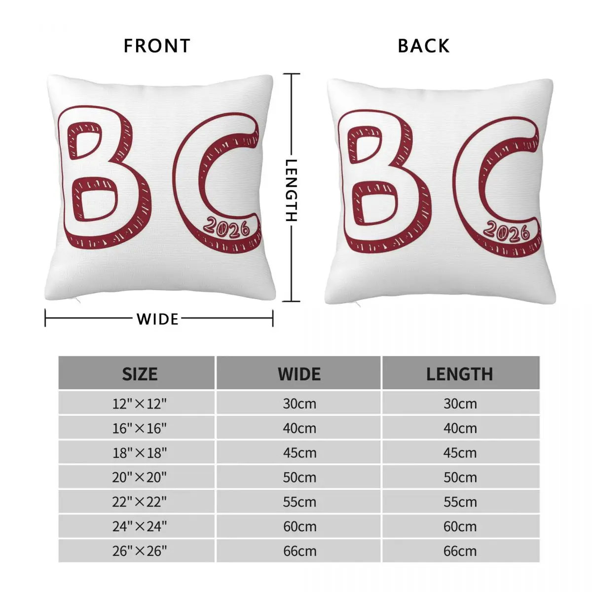 BC Class Of 2026 Pillowcase Polyester Linen Velvet Creative Zip Decor Throw Pillow Case Car Cushion Case 45x45