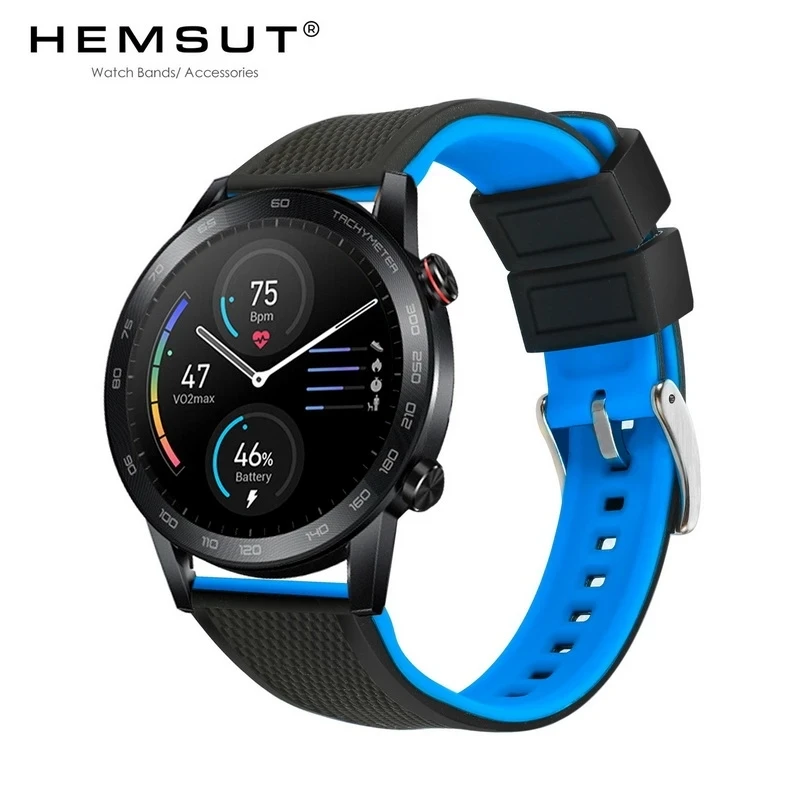 Hemsut Silicone Smart Watch Bands, 18mm 20mm 22mm Quick Release Rubber Watch Strap for Man Women Soft Replacement