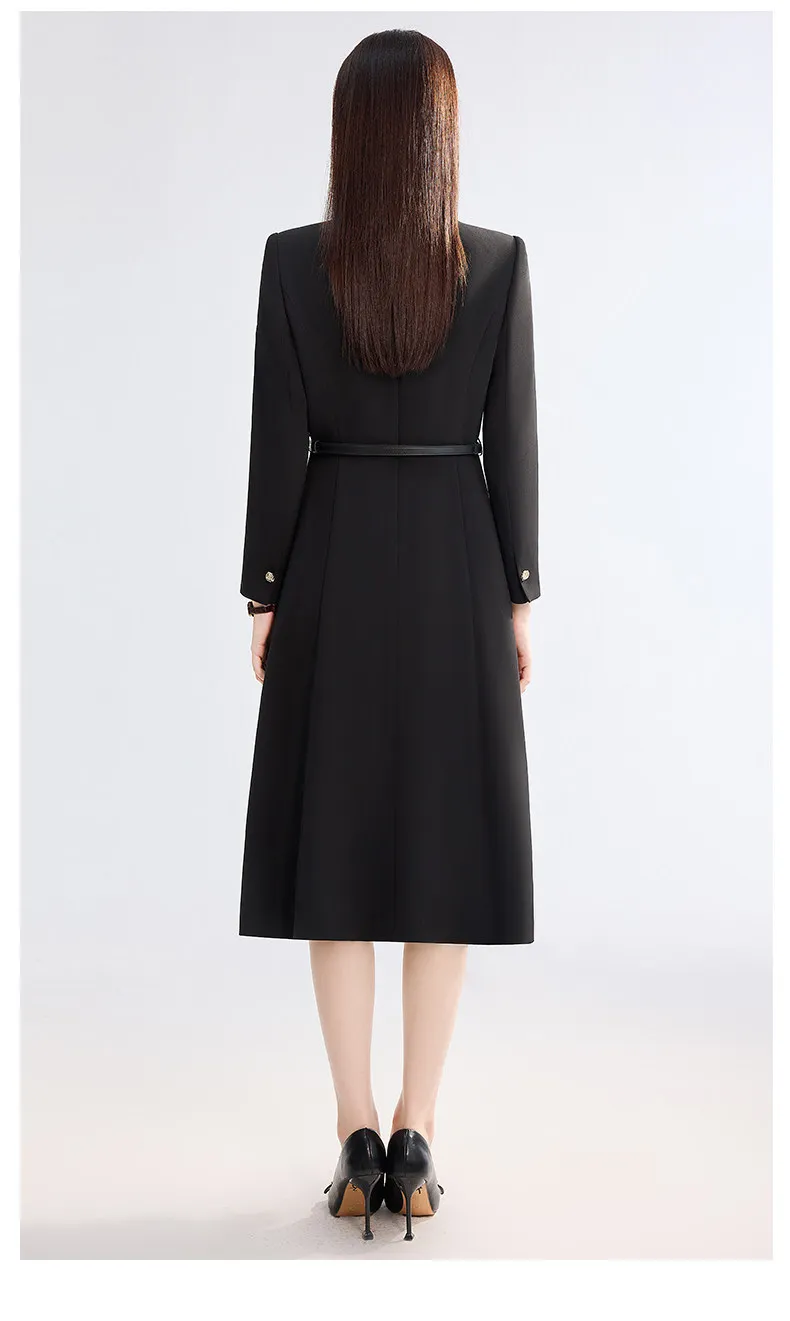 Allingentle Women's Skirt Suit 1 Piece Double-Breasted Blazer Elegant Skirt Suit with Belt for Office Work Outfits Customize