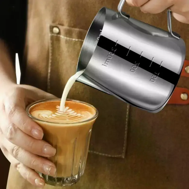 350ml/600ml Stainless Steel Frothing Pitcher Espresso Pull Flower Cup Cappuccino Coffee Milk Frother Mugs