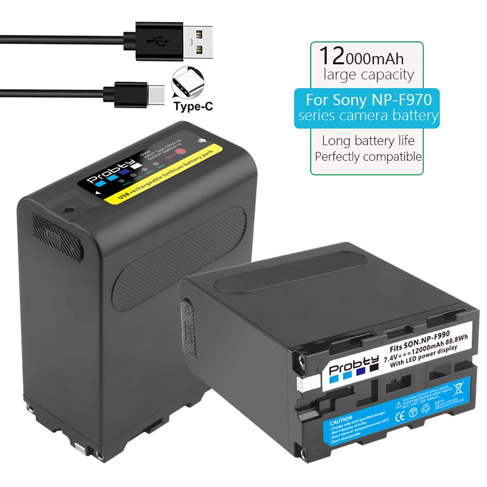 New Upgrade NP-F990 NP F970 F980 F960 Decoding Battery for Sony Camcorder HXR-MC1500C NEX-EA50 HVR-Z7C For LED Video Light