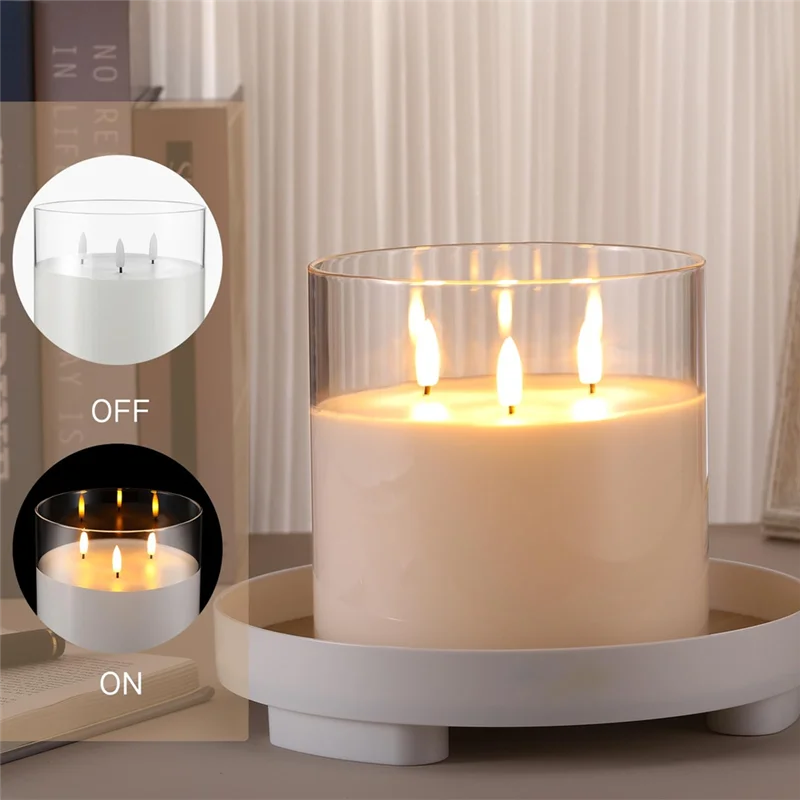 2025 Nieuw-Extra Grote 6 "X 6" Vlamloze Kaarsen-3 Lont Glas Ontwerp Met Afstandsbediening & Timer Functionaliteit Ideaal Voor Thuis Parti