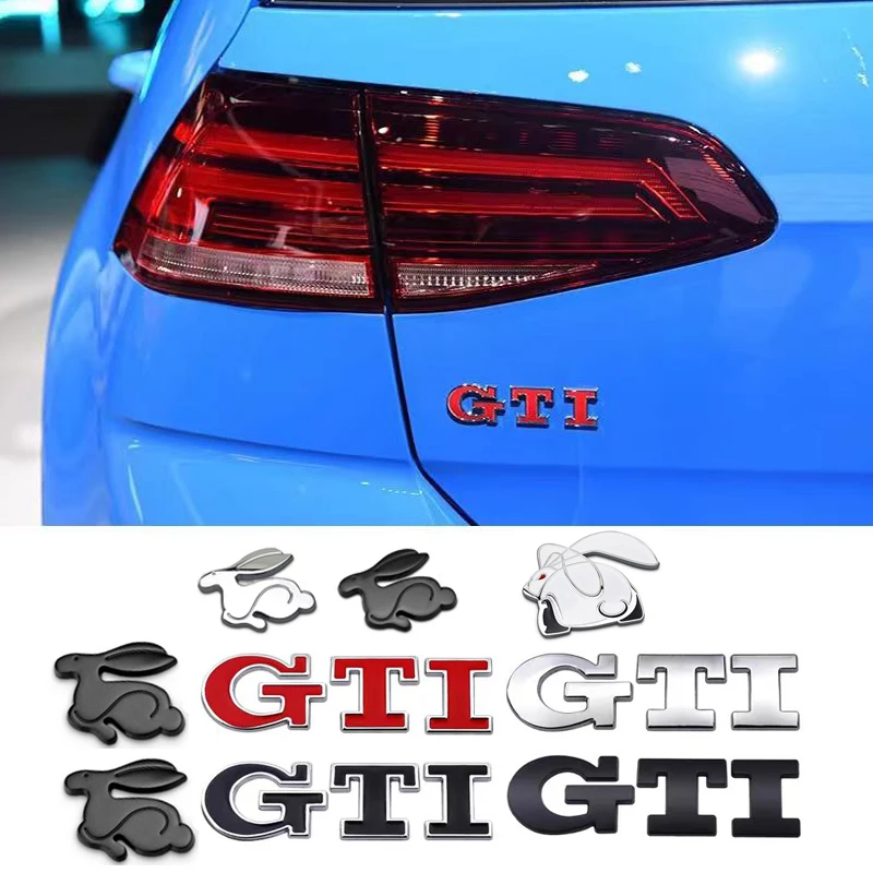 1Pcs Car Accessories Grille Badge Sticker Rabbit GTI Logo Decal For VW GTI Polo Golf Passat  Scirocco Jetta Tiguan Beetle Touran