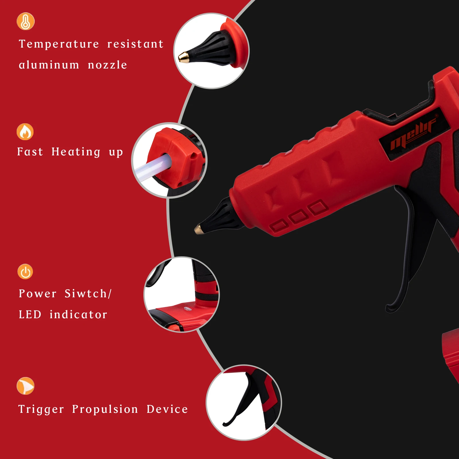 Cordless Hot Glue Gun for Milwaukee 18V Battery Use 11mm Glue Sticks DIY Electric Heat Repair Tool Christmas Gifts(tool only)