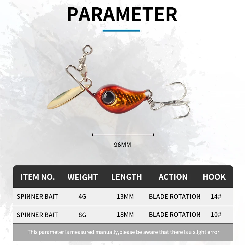 MAGIC WORKS 4g/8g Spinner Fishing Lure Sinking Rotating Spoon Pin Crankbait Sequins Baits Vibration MINI Fishing Tackle