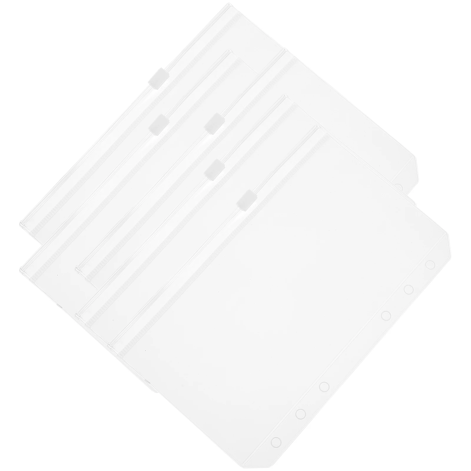 

5 Pcs File Six Loose Leaf Zipper Pockets holes Binder Bags PVC Document Zipper Pouches Loose Leaf Pockets Storage Bags