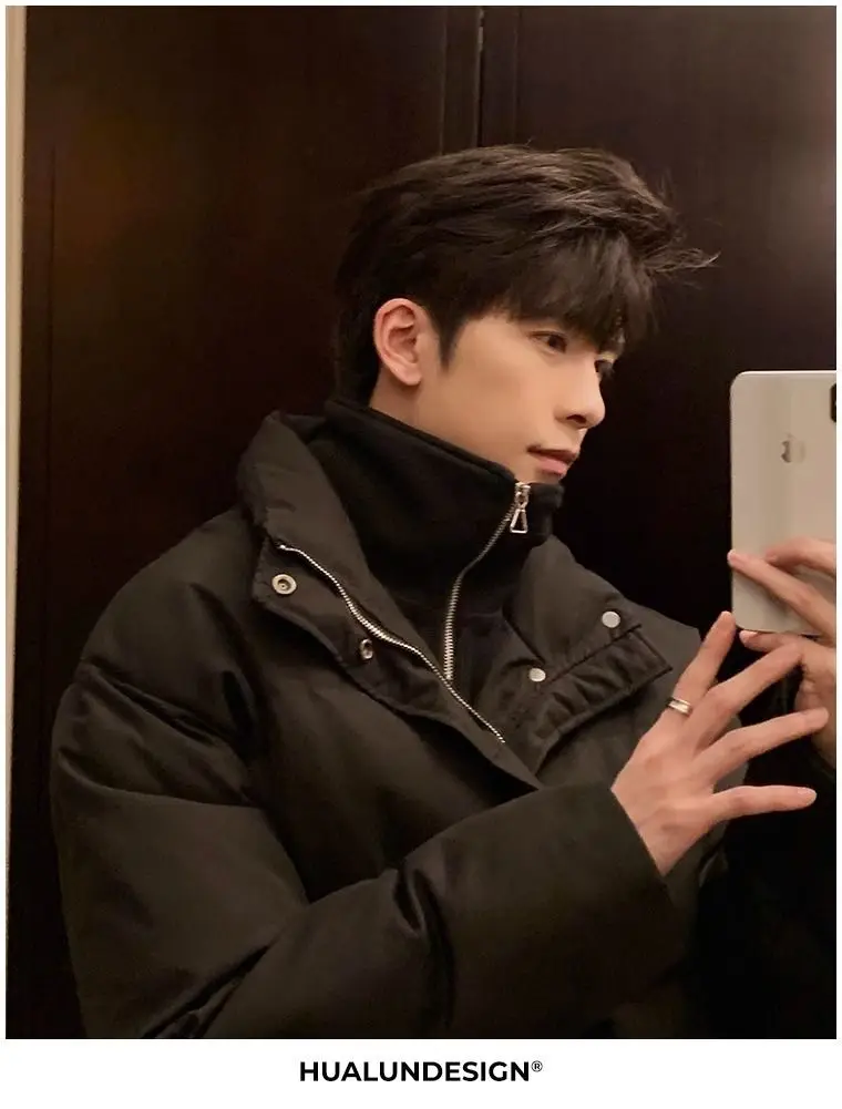 New Fake Two Piece Warm Coats Men Winter Loose Cotton-padded Jackets Men's 2026 Solid Color Pockets Overcoats C919