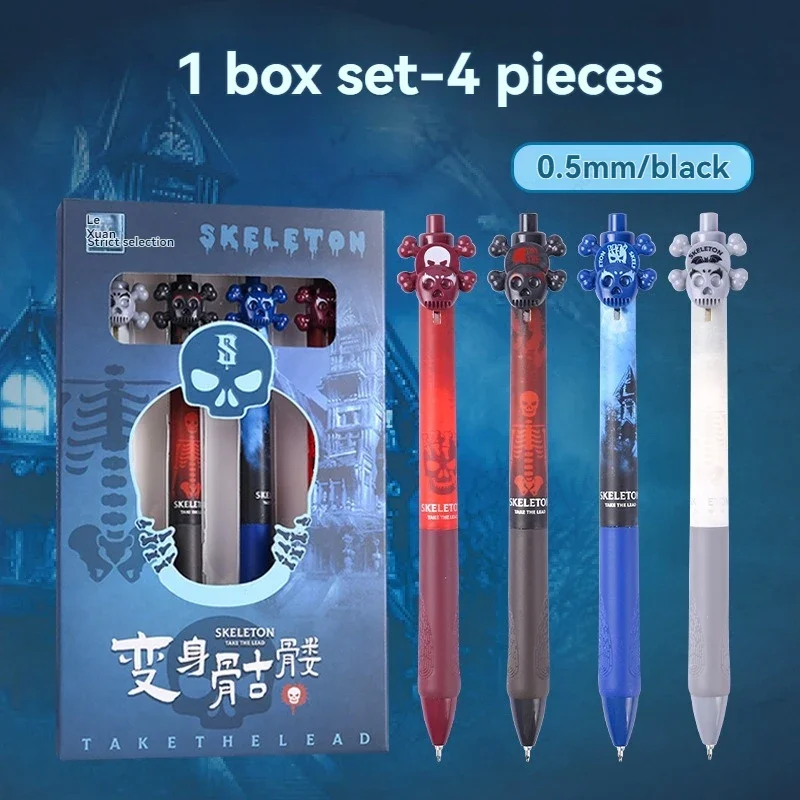 4 قطعة قلم الهالوين 0.5 مللي متر أقلام هلام قابلة للسحب الكتابة السلس الحبر الأسود لطيف امتحان دراسة أقلام مكتب القرطاسية العودة إلى المدرسة