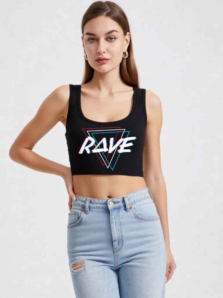 Techno Rave Design Sexy Crop Top Street Fashion Anime Music Tank Top Summer Cotton Sports Training Camisole