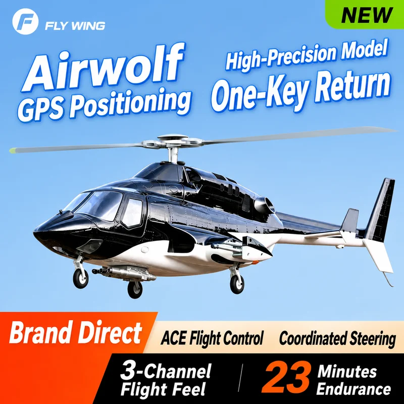 Flywing Airwolf Helicopter Dual Propeller Rtf Complete Set Ace Gyroscope Gps Positioning Multifunctional Large Aircraft