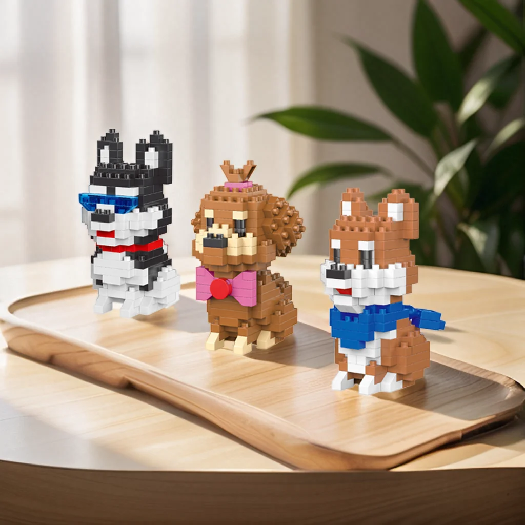 Micro Mini Building Blocks Toys Dog Squad Provides Children With Fun Building Mini Cute Husky Golden Retriever Holiday Gifts