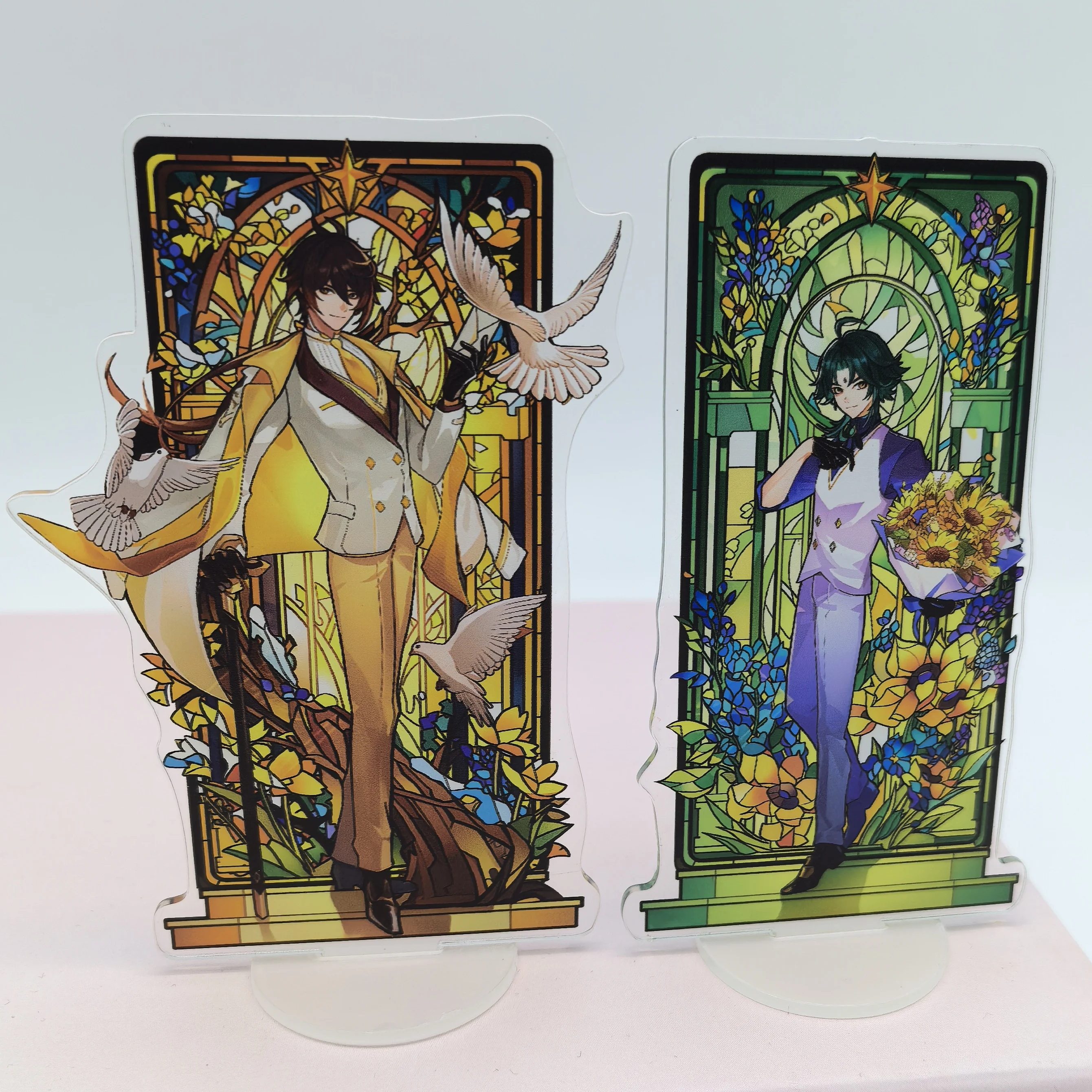 1 قطعة لعبة أنيمي Genshin تأثير شياو Zhongli بطاقة شخصية جميلة تأثيري سطح المكتب الديكور الاكريليك الدائمة لوحة الصبي الهدايا #3
