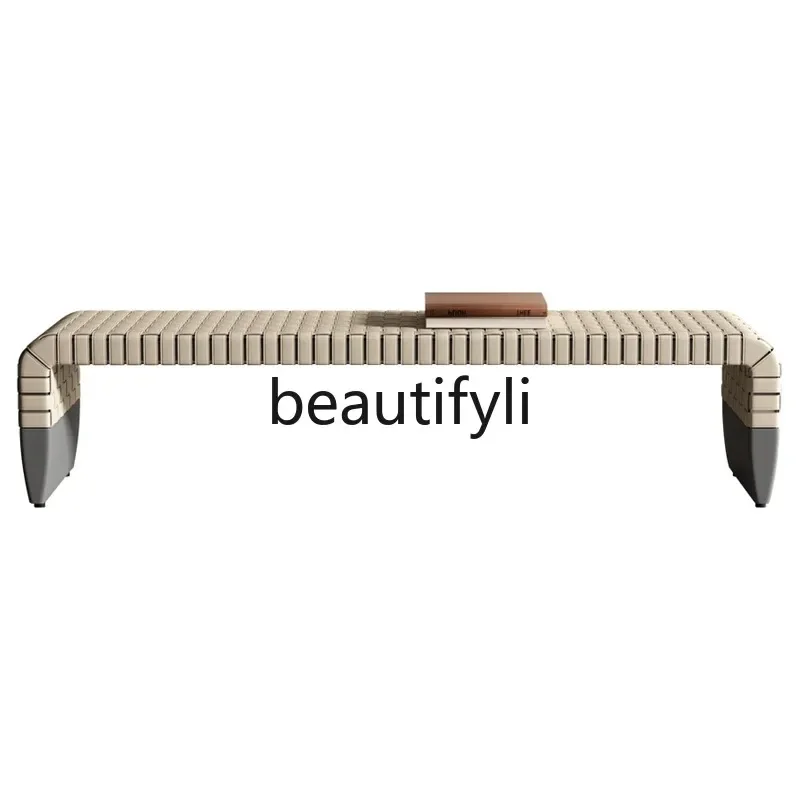 TTT Entry shoe changing stool simple Italian style wind leather art bedside stool bedroom small sofa bedside collapse shoe