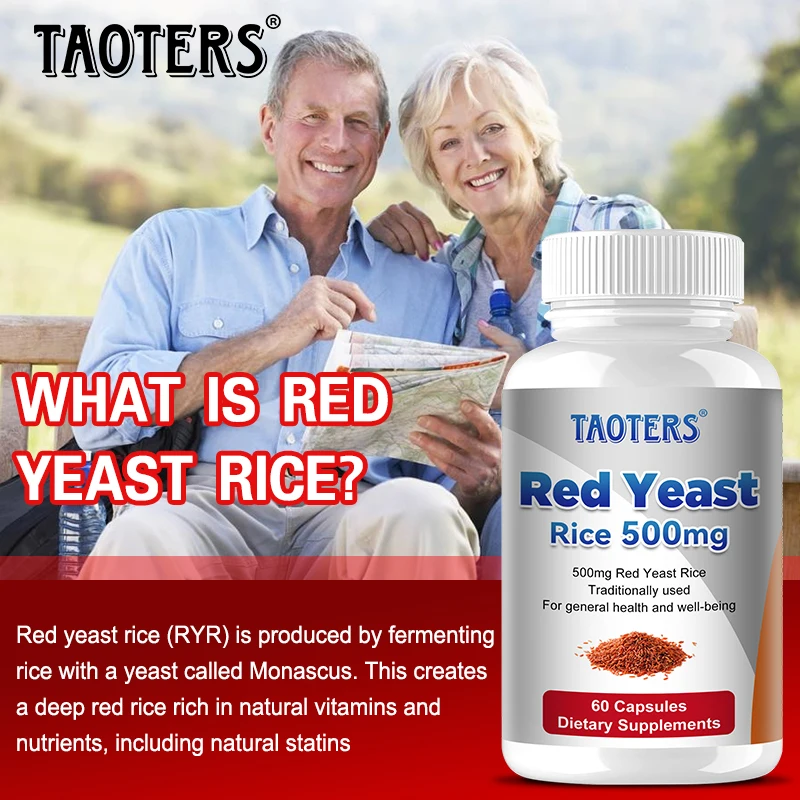 Natural Plant Edible Red Yeast Rice Capsules - Improve Digestion, Immune System, Blood Circulation, Lower Cholesterol