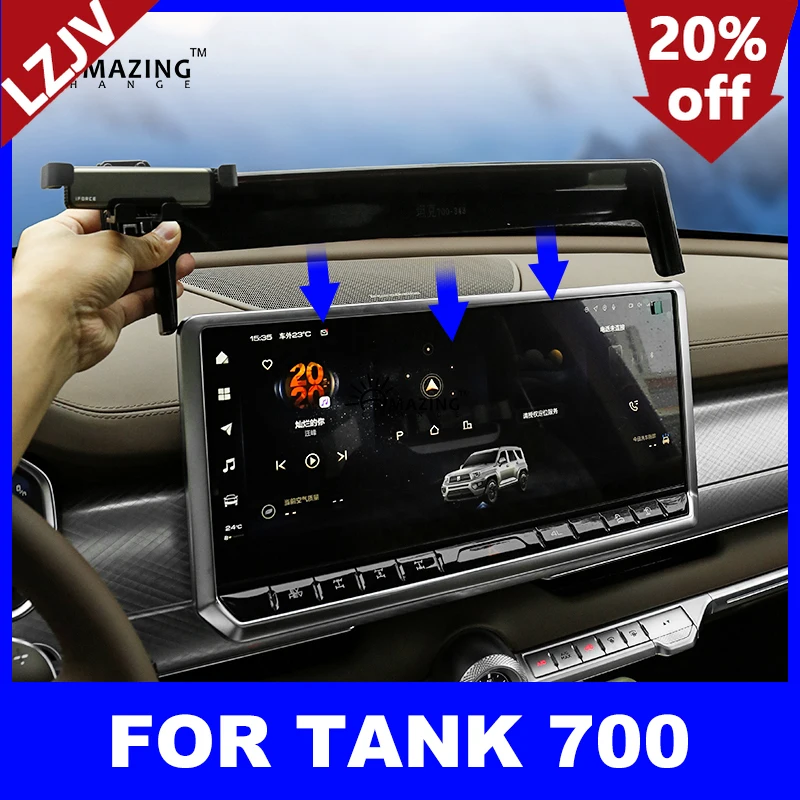 LZJV For Gwm Tank 700 Car Screen Mobile Phone Holder Navigation Bracket Special Base Storage Box