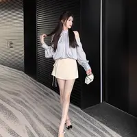 Spring Sweet Blouses For Women O-neck Long Sleeve Off Shoulder Tops Temperament Fashion Female Shirts Korean  Ladies Clothes - Image 3