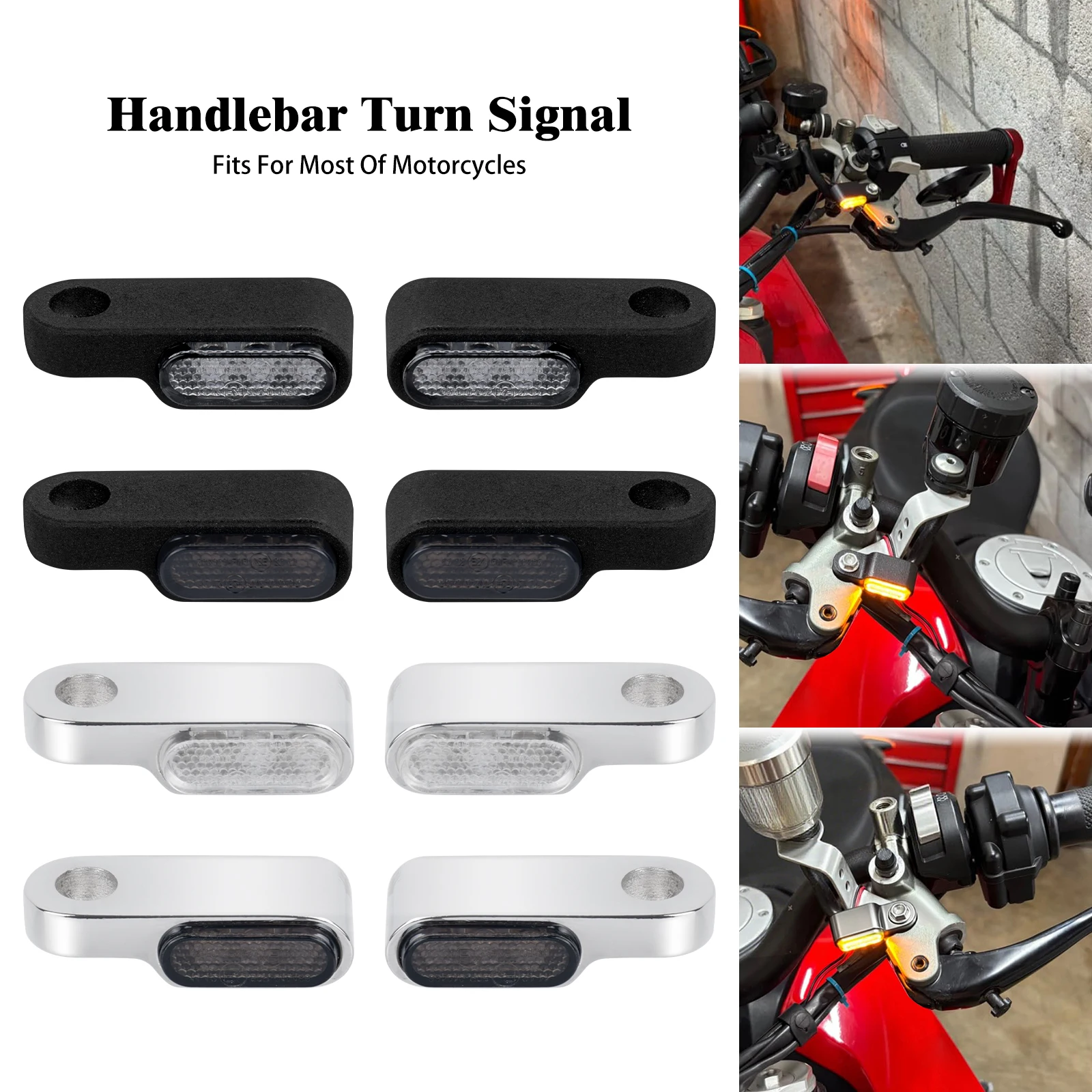 Motorcycle Mini LED Light E Mark Turn Signal Handlebar Blinker Indicator Lamp For Harley Touring Softail  For Honda For Yamaha
