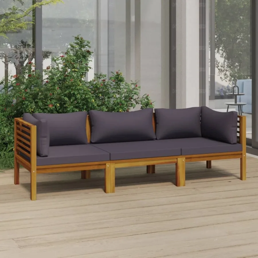 

3Seater Patio Sofa with Cushion Solid Acacia Wood
