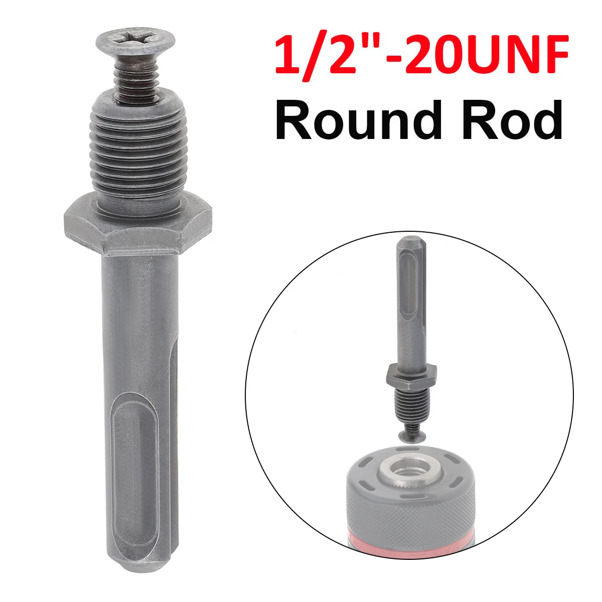 1/2-20UNF Electric Hammer Round Handle Connecting Rod Drill Chuck Adapter  Extension Tool