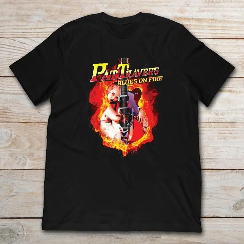Pat Travers Blues On Fire T Shirt Black Men Size S 4Xl Bss36